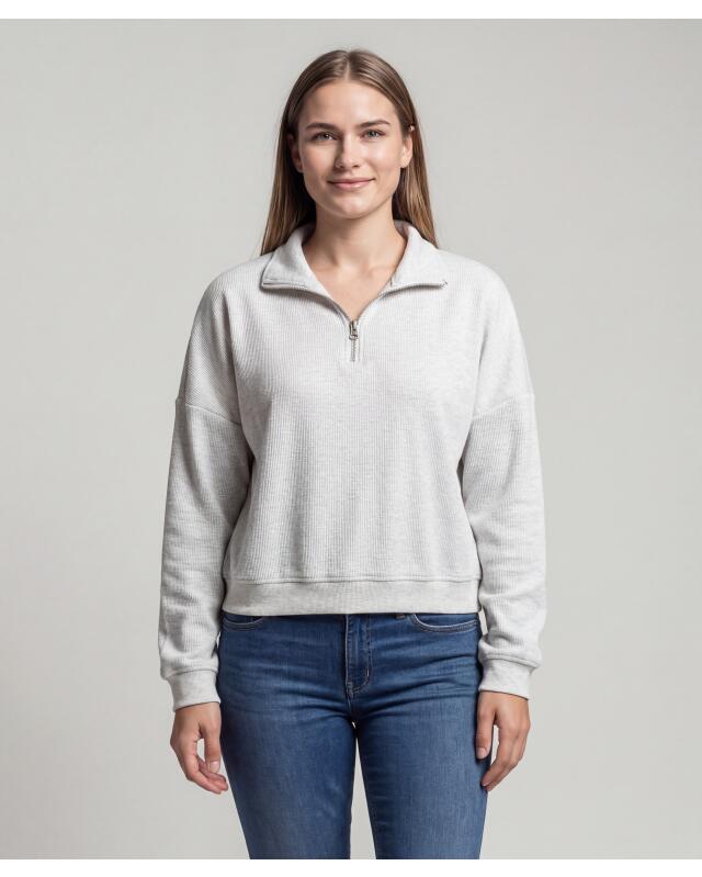 Pull troyer décontracté femme, gris chiné (KiK Legerer Troyer (grau melange)) — KiK, produit allemand authentique au Maroc