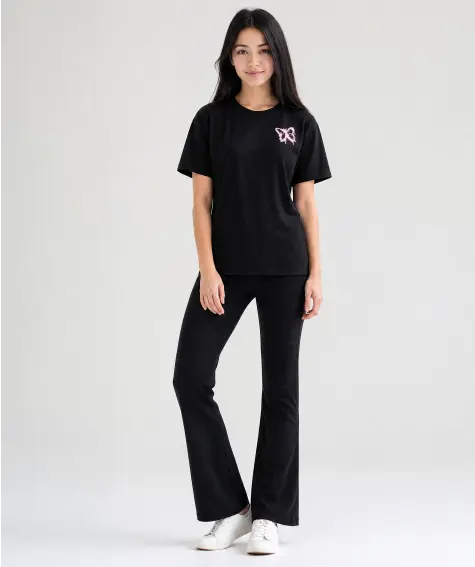 T-Shirt + Leggings in Schwarz