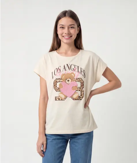 Oversize-T-Shirt mit Teddy-Print