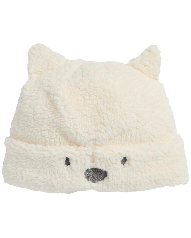 Bonnet polaire effet animal bébé fille, blanc cassé — KiK, produit allemand authentique au Maroc
