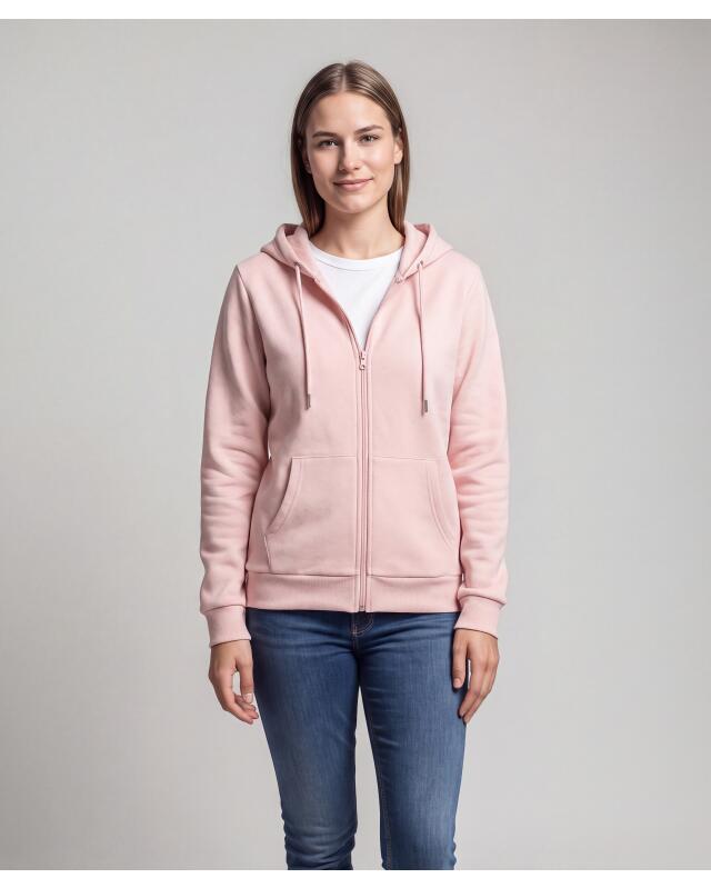 Zip-up sweat jacket with ribbed cuffs for women, pink (KiK Sweatjacke mit Rippbündchen (rosa)) — KiK, authentic German product in Morocco