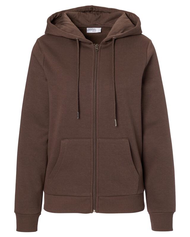 Veste sweat zippée à bords côtelés femme, marron (KiK Sweatjacke mit Rippbündchen (braun)) — KiK, produit allemand authentique au Maroc