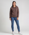 Sweatjacke mit Rippbündchen braun
