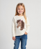 Strickpullover mit Pferdemotiv offwhite
