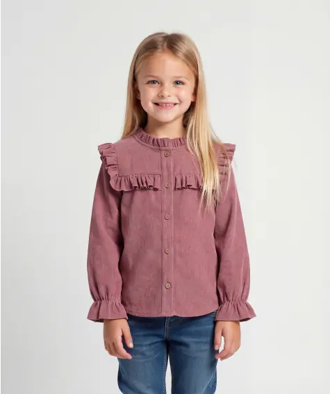 Cordbluse mit Rüschen