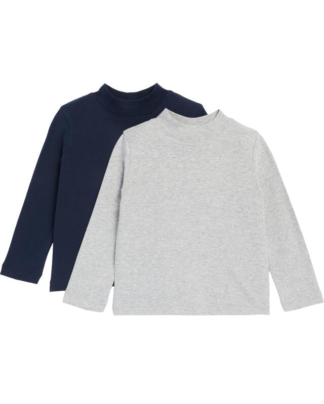 تيشيرتات بأكمام طويلة بياقة عالية للأولاد، رمادي/أزرق (KiK Langarmshirts mit Rollkragen (grau/blau)) — KiK, منتج ألماني أصلي في المغرب