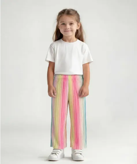 Plisseehose mit Regenbogenfarben