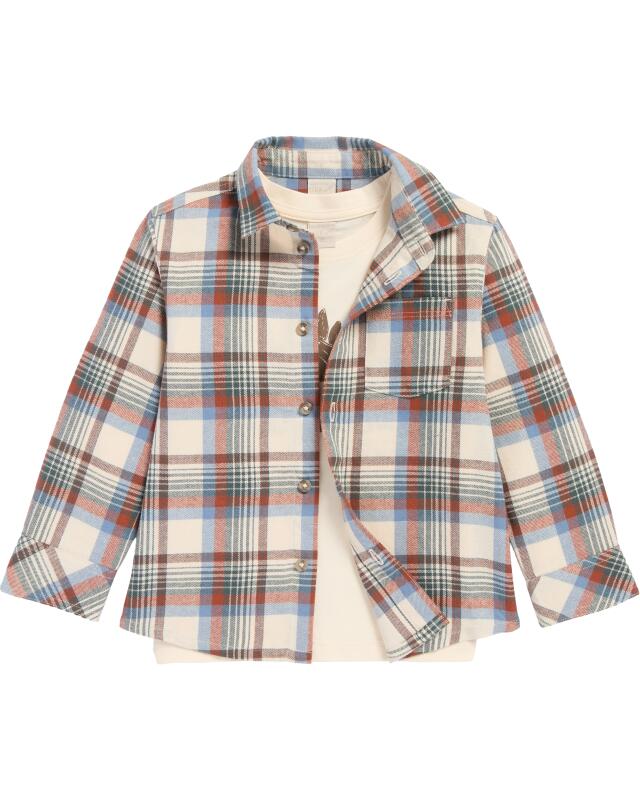 Long-sleeve top + shirt for boys, off-white (KiK Langarmshirt + Hemd (offwhite)) — KiK, authentic German product in Morocco