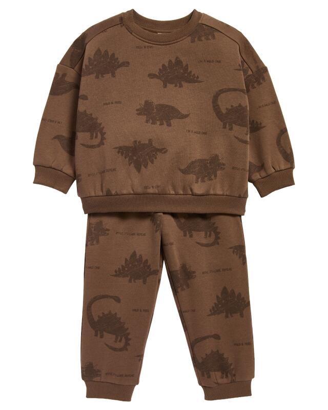 طقم رياضي بنقشة الديناصور للأولاد، بني ناعم (KiK Jogginganzug Dinos (softbraun)) — KiK, منتج ألماني أصلي في المغرب