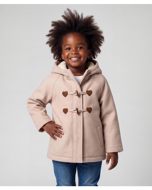 Manteau à boutons olive fille, écru — KiK, produit allemand authentique au Maroc