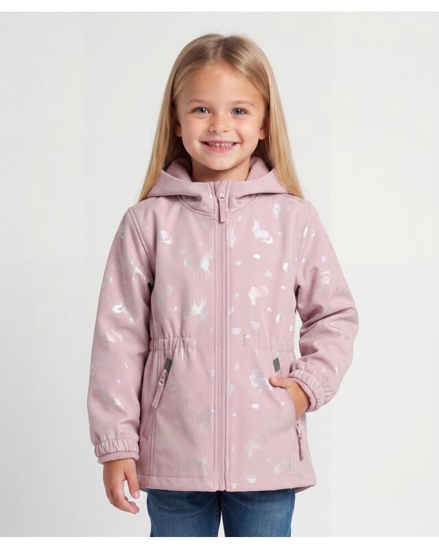 Veste softshell à motif intégral fille, violet (KiK Softshelljacke mit Allover-Muster (lila)) — KiK, produit allemand authentique au Maroc