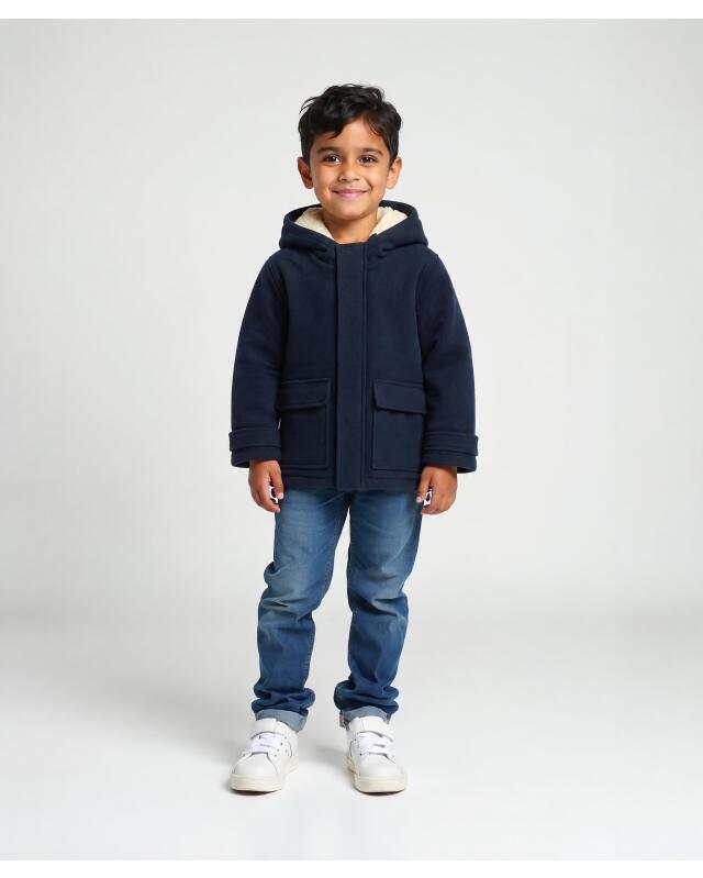 Manteau à doublure teddy garçon, bleu marine — KiK, produit allemand authentique au Maroc