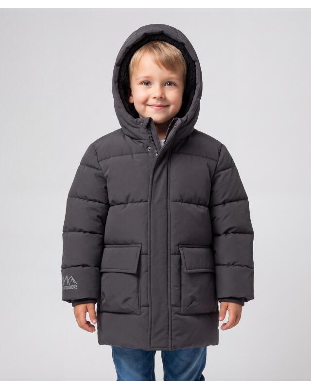 Parka matelassé doublé teddy garçon, gris foncé — KiK, produit allemand authentique au Maroc