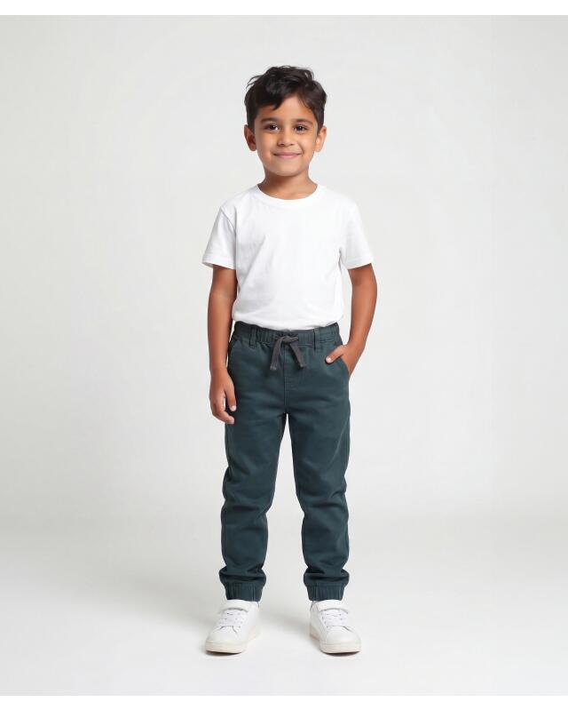 Twill trousers for boys, dark green (KiK Grüne Twillhose (dunkelgrün)) — KiK, authentic German product in Morocco