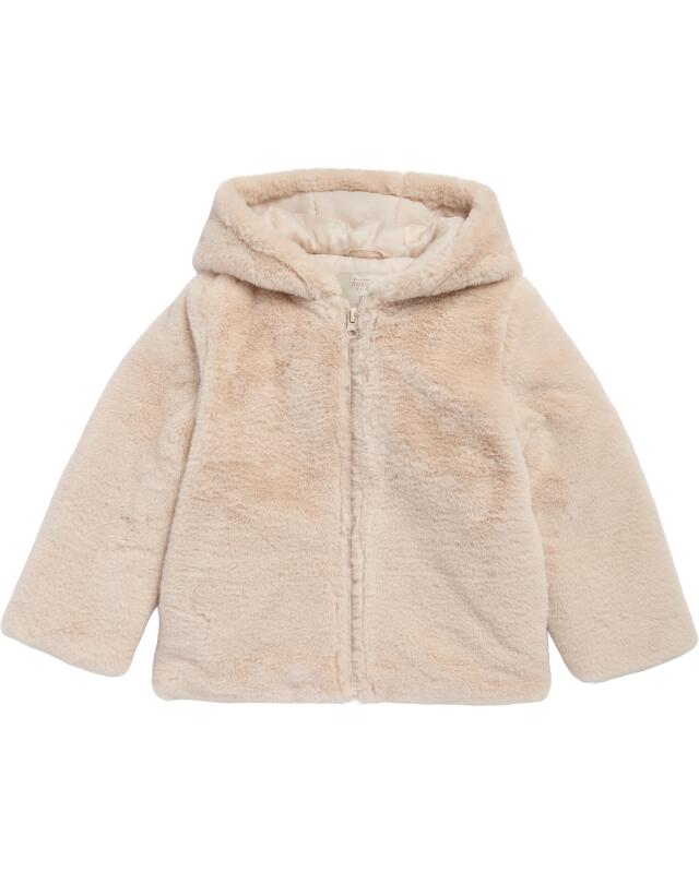 Veste à capuche en fausse fourrure fille, beige (KiK Kunstfelljacke mit Kapuze (Beige)) — KiK, produit allemand authentique au Maroc
