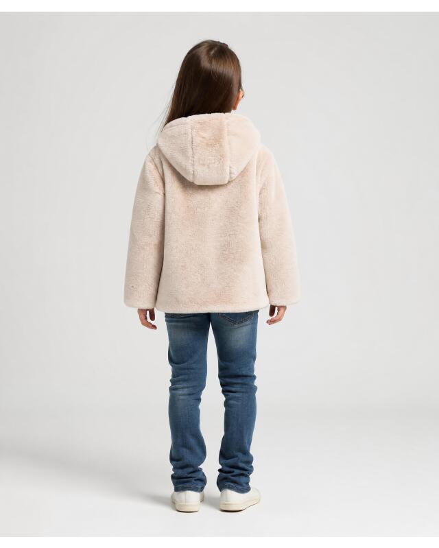 Veste à capuche en fausse fourrure fille, beige (KiK Kunstfelljacke mit Kapuze (Beige)) — KiK, produit allemand authentique au Maroc