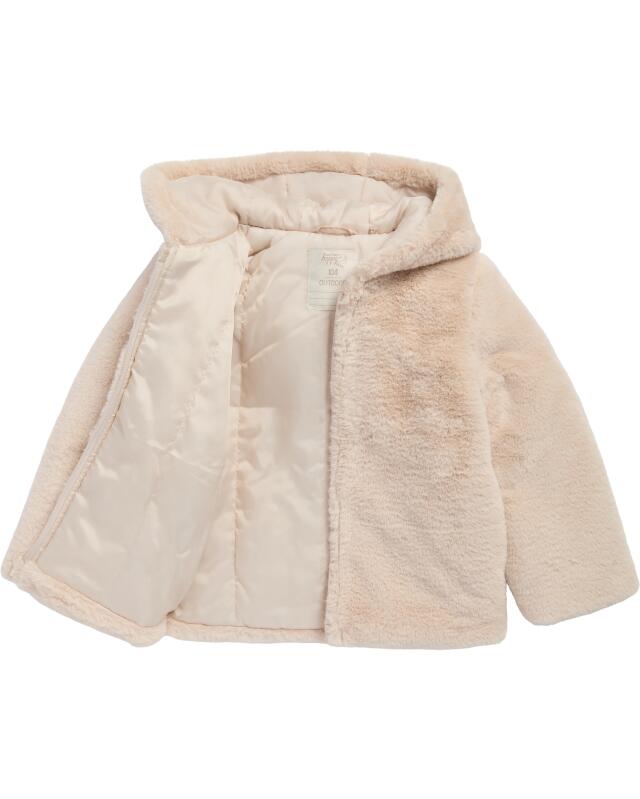 Veste à capuche en fausse fourrure fille, beige (KiK Kunstfelljacke mit Kapuze (Beige)) — KiK, produit allemand authentique au Maroc