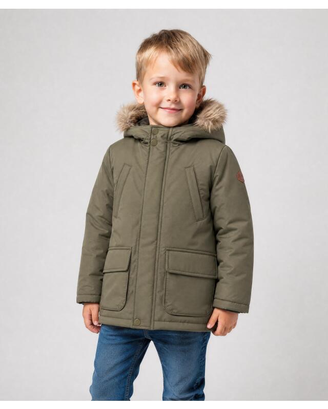 Parka à capuche garçon, vert foncé (KiK Parka mit Kapuze (dunkelgrün)) — KiK, produit allemand authentique au Maroc