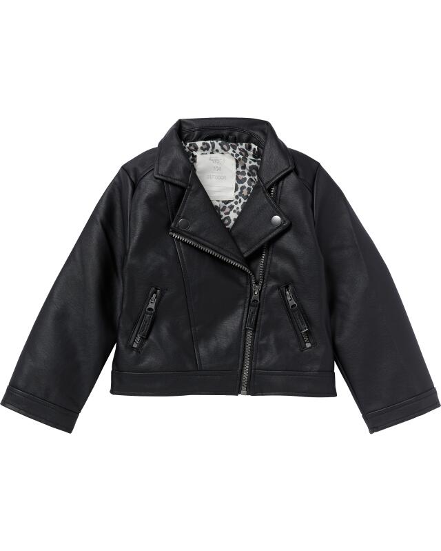 Veste en similicuir fille, noir (KiK Schwarze Kunstlederjacke (schwarz)) — KiK, produit allemand authentique au Maroc