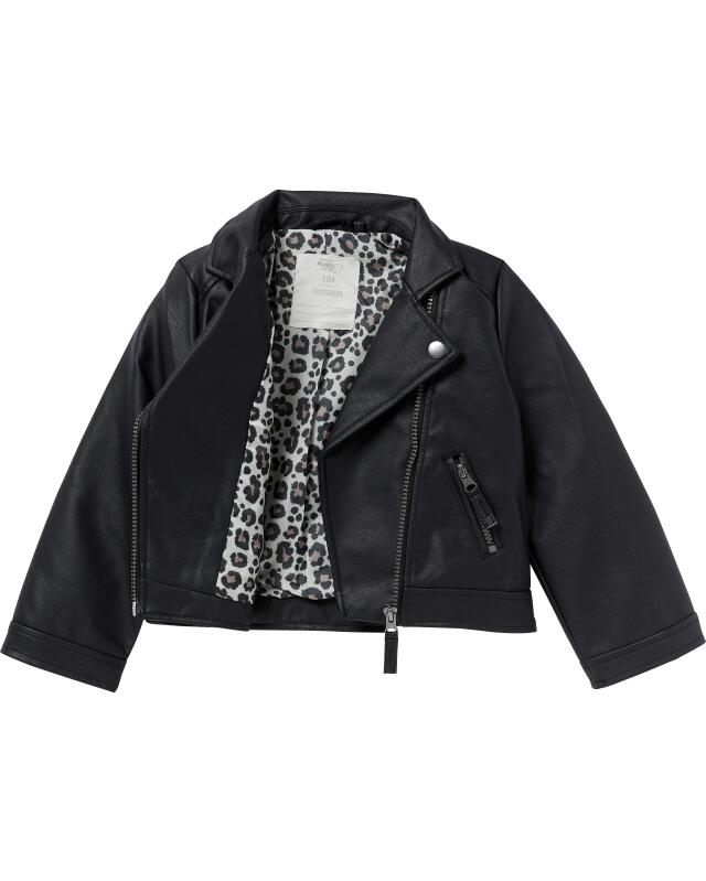 Veste en similicuir fille, noir (KiK Schwarze Kunstlederjacke (schwarz)) — KiK, produit allemand authentique au Maroc