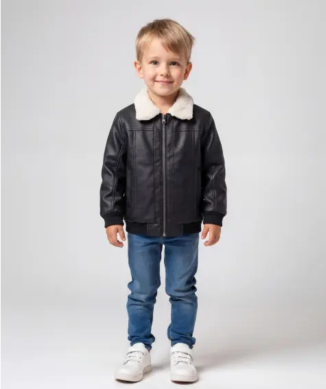 Kunstlederjacke mit Kragen