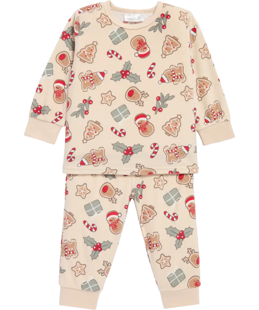 Pyjama mit Weihnachtsmotiven, naturfarben