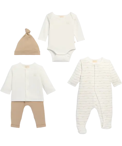 Newborn Mütze + Body + Strampler + Langarmshirt + Hose