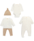 Newborn Mütze + Body + Strampler + Langarmshirt + Hose offwhite