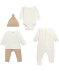 Newborn Mütze + Body + Strampler + Langarmshirt + Hose offwhite