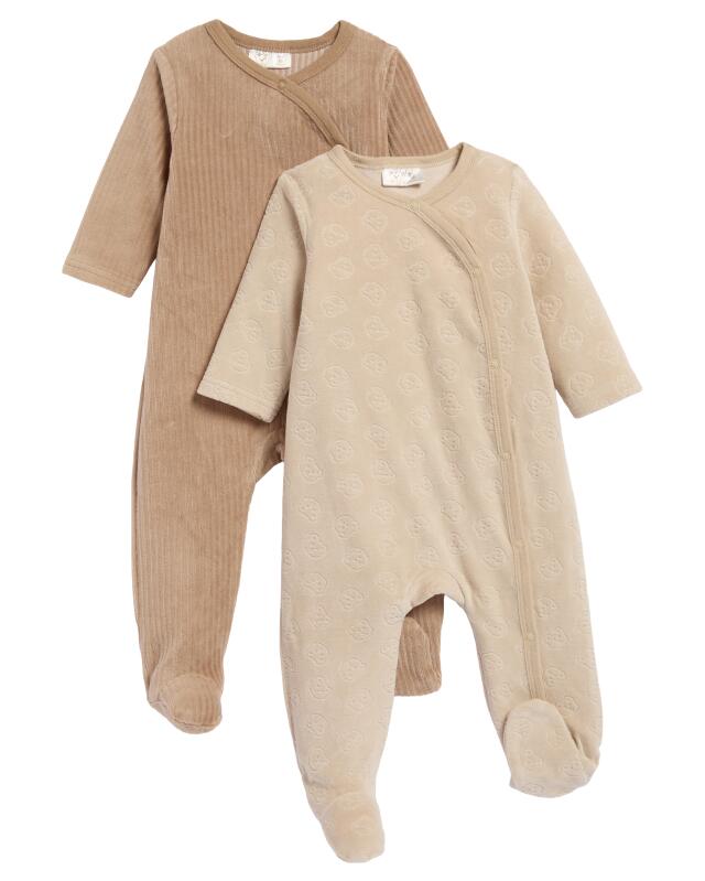 Newborn velour sleepsuit for boys, cream — KiK, authentic German product in Morocco