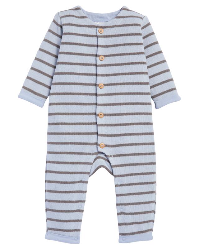 Newborn striped sleepsuit for boys, light blue — KiK, authentic German product in Morocco