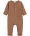 Newborn Strampler mit Waffelstruktur dunkelbraun