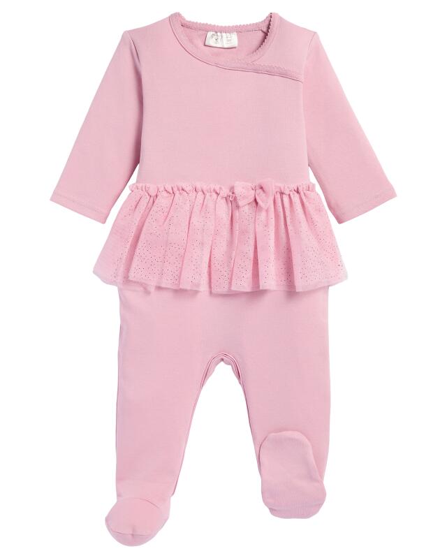 Newborn sleepsuit with tulle skirt for girls, light pink — KiK, authentic German product in Morocco