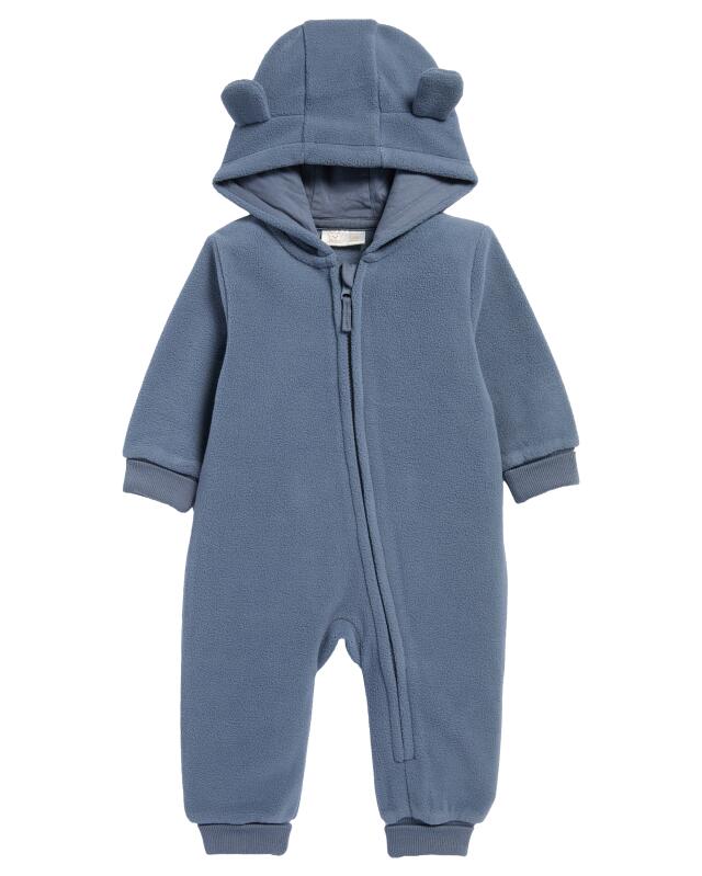 Newborn fleece sleepsuit for boys, grey — KiK, authentic German product in Morocco