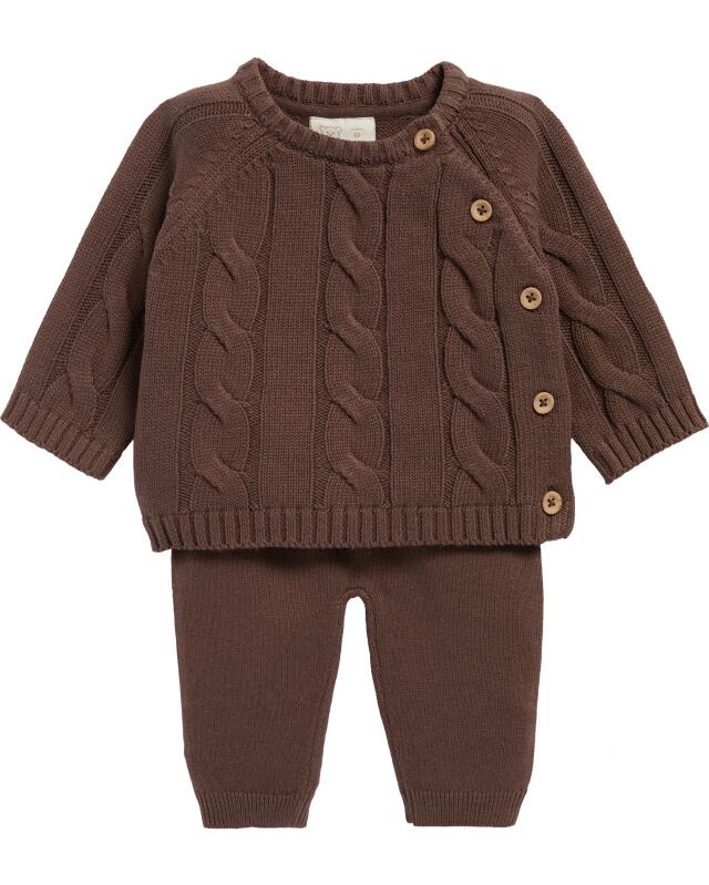 Gilet + pantalon naissance garçon, marron — KiK, produit allemand authentique au Maroc