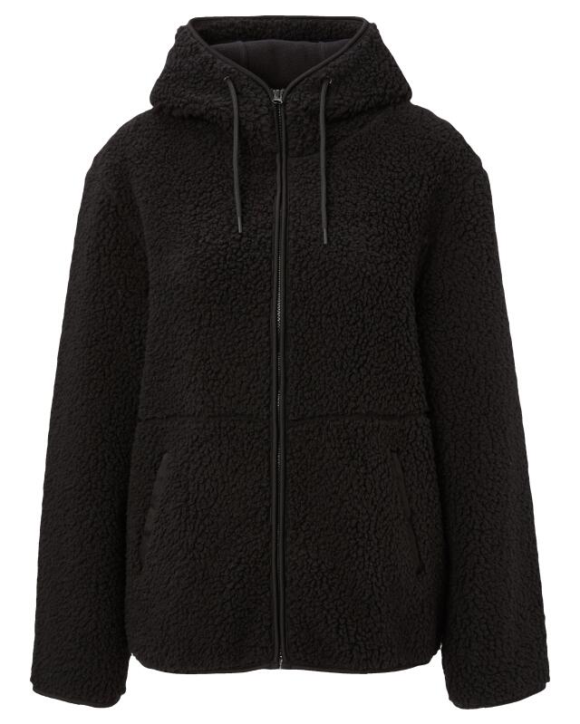 Veste polaire effet teddy femme, noir (KiK Fleecejacke in Teddyoptik (schwarz)) — KiK, produit allemand authentique au Maroc