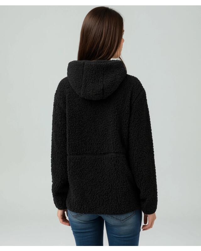 Veste polaire effet teddy femme, noir (KiK Fleecejacke in Teddyoptik (schwarz)) — KiK, produit allemand authentique au Maroc