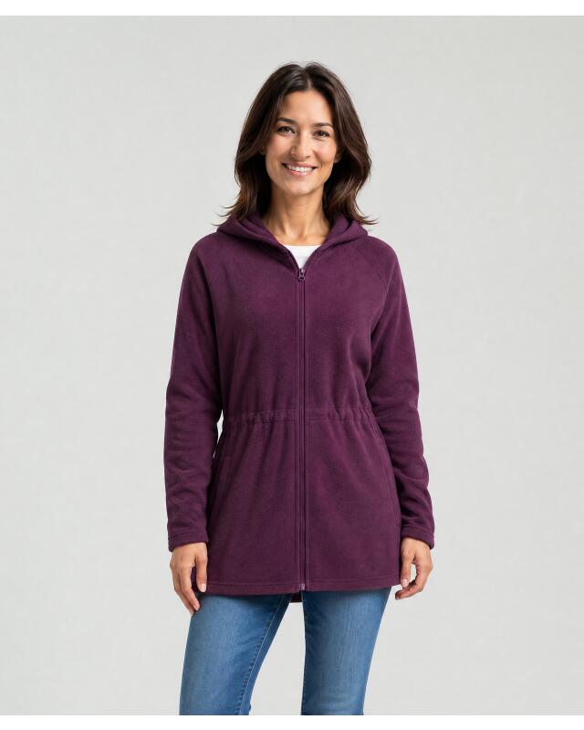 Veste polaire femme, violet foncé (KiK Lilafarbene Fleecejacke (dunkellila)) — KiK, produit allemand authentique au Maroc