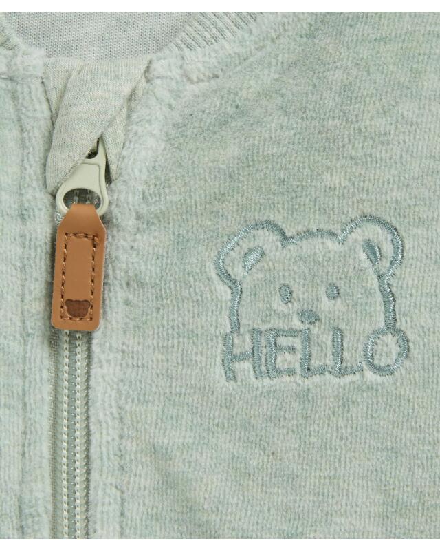 Embroidered velour sleepsuit for baby boys, grey (KiK Nicki-Strampler mit Stickerei (grau)) — KiK, authentic German product in Morocco