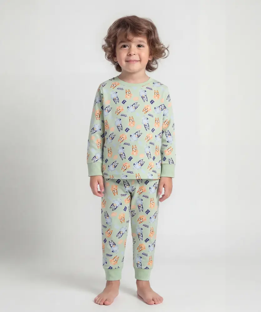 Pyjama aus Baumwolle für Jungen, mintgrün