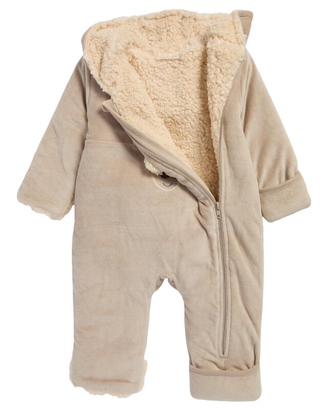 Combinaison en velours naissance garçon, taupe (KiK Newborn Velours-Jumpsuit (taupe)) — KiK, produit allemand authentique au Maroc