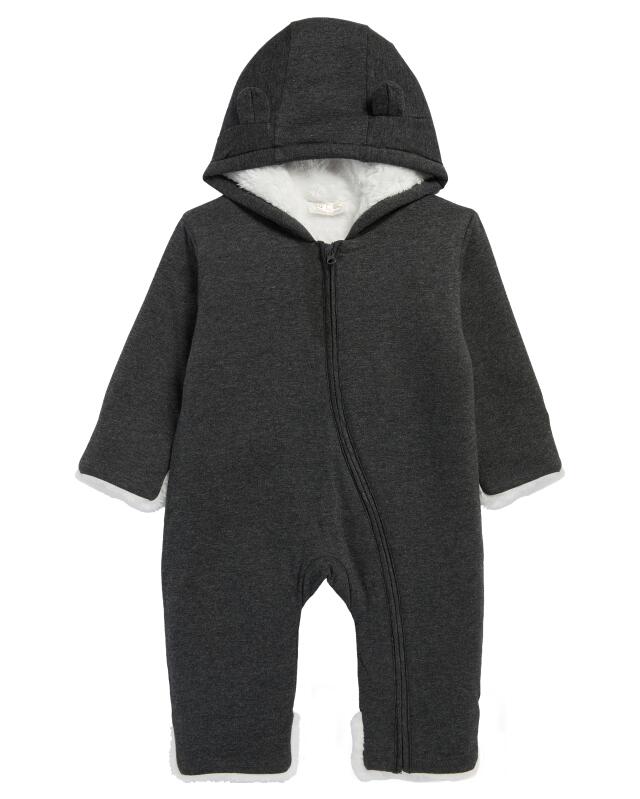Combinaison douillette naissance fille, anthracite chiné (KiK Newborn Kuschel-Overall (anthrazit melange)) — KiK, produit allemand authentique au Maroc