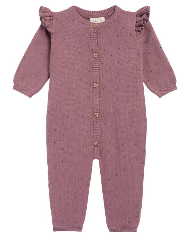 Newborn knitted sleepsuit for girls, berry — KiK, authentic German product in Morocco