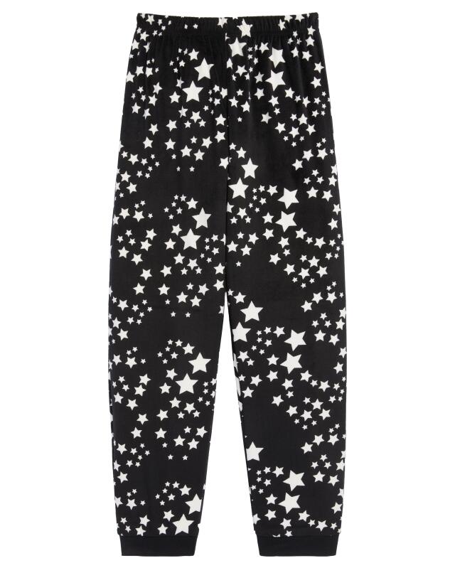 Fluffy pyjamas with stars for girls, black (KiK Flausch-Pyjama mit Sternen (schwarz)) — KiK, authentic German product in Morocco