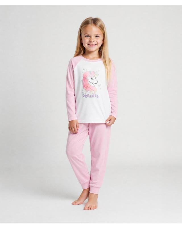 Unicorn fleece pyjamas for girls, pink (KiK Fleece-Pyjama Einhorn (rosa)) — KiK, authentic German product in Morocco