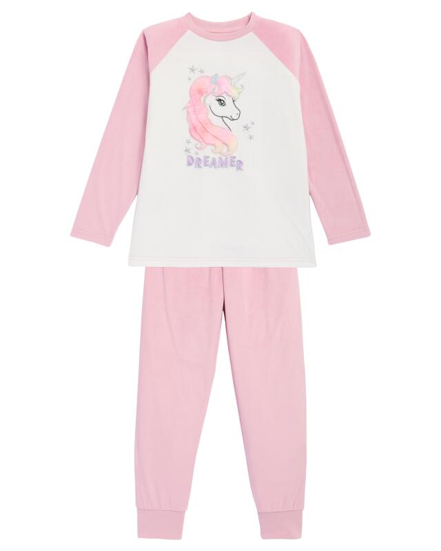 Unicorn fleece pyjamas for girls, pink (KiK Fleece-Pyjama Einhorn (rosa)) — KiK, authentic German product in Morocco