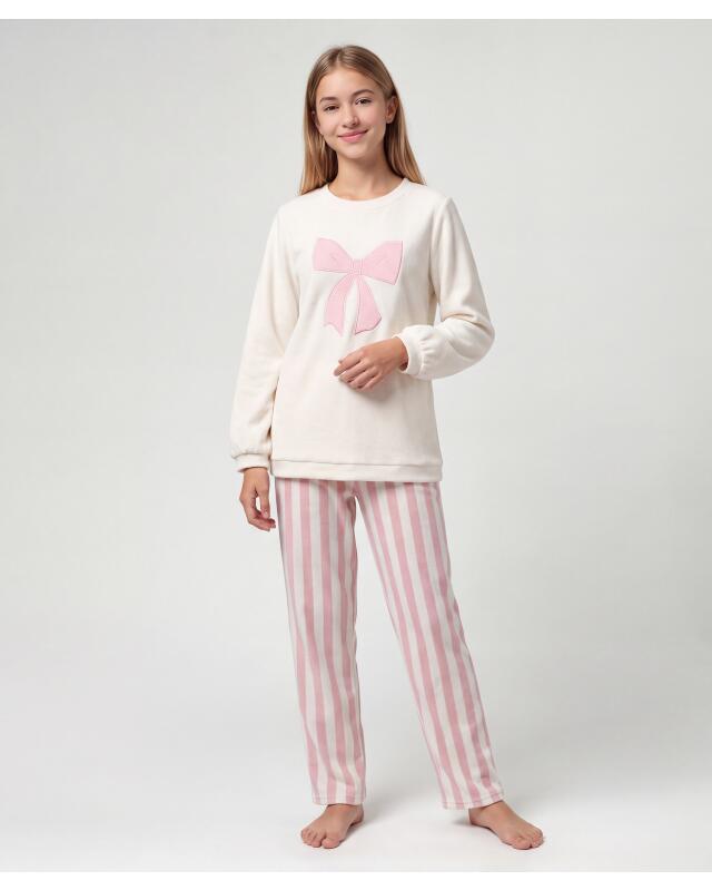 Velour pyjamas for girls, off-white (KiK Pyjama aus Velours (offwhite)) — KiK, authentic German product in Morocco
