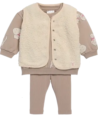 Teddyweste + Sweatshirt + Leggings