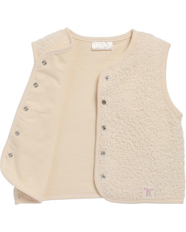 سترة تيدي بدون أكمام + سويتشيرت + ليجن للرضيعة، إكرو (KiK Teddyweste + Sweatshirt + Leggings (naturfarben)) — KiK, منتج ألماني أصلي في المغرب