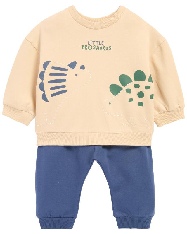 Sweat + pantalon de jogging à dinosaures bébé garçon, écru (KiK Sweatshirt + Jogginghose Dinos (naturfarben)) — KiK, produit allemand authentique au Maroc